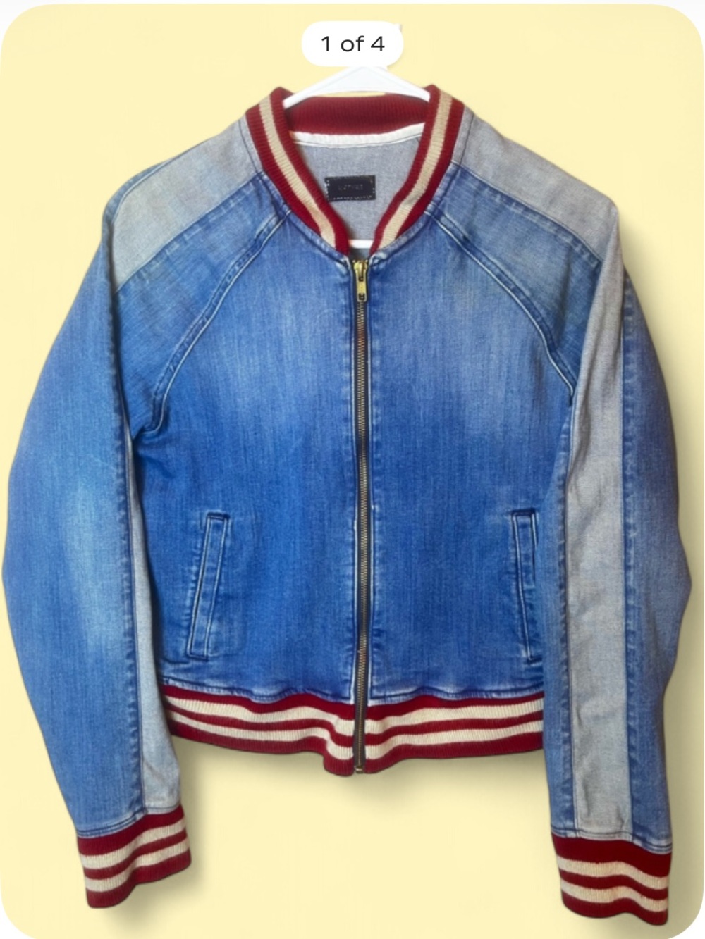 MOTHER Denim Runner Letterman Jacket Where’s the Smoke Size M